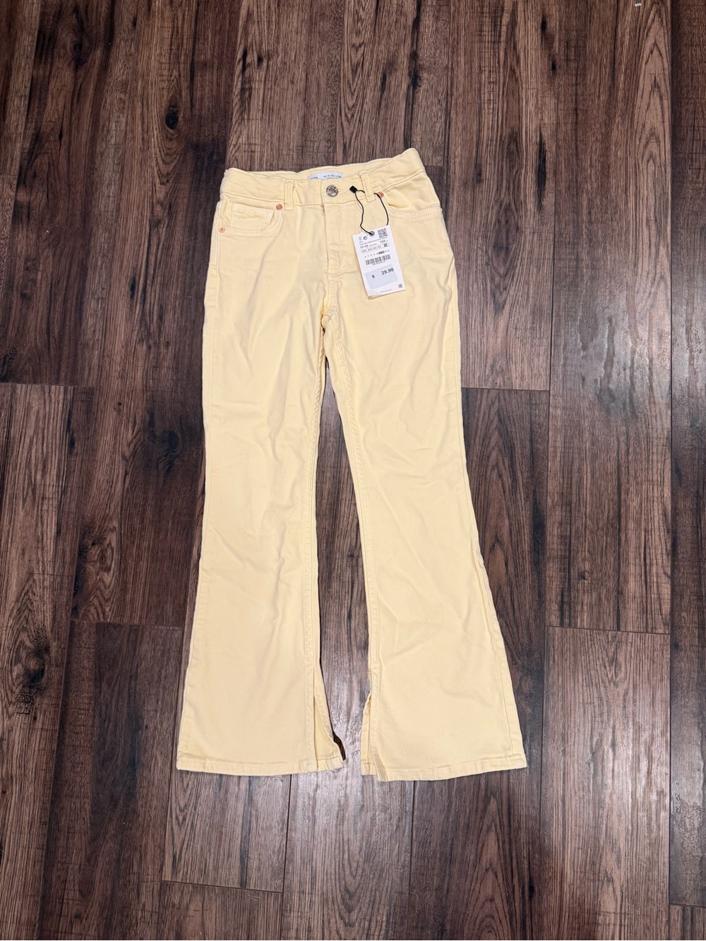 Zara Pale Yellow Flare Jeans